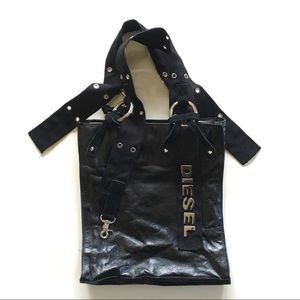 Diesel - Black Faux Leather Studded Tote NWOT